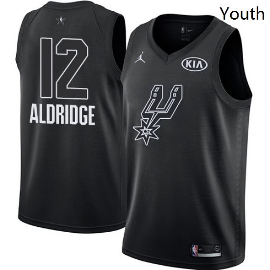 Youth Nike Jordan San Antonio Spurs 12 LaMarcus Aldridge Swingman Black 2018 All Star Game NBA Jerse