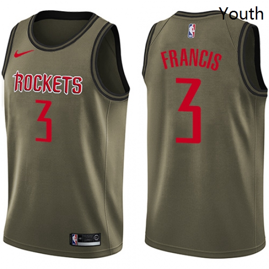 Youth Nike Houston Rockets 3 Steve Francis Swingman Green Salute to Service NBA Jersey