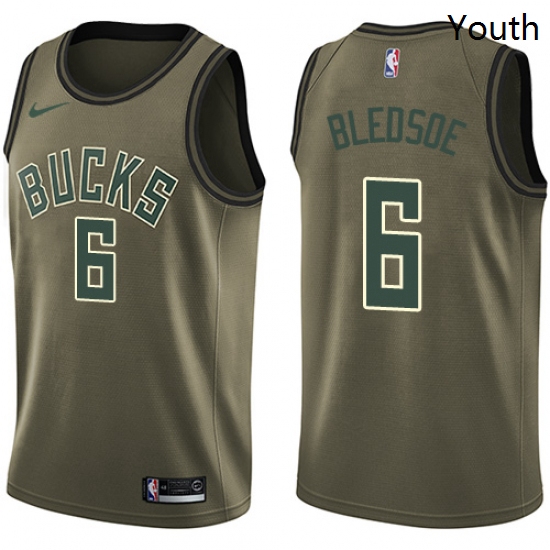 Youth Nike Milwaukee Bucks 6 Eric Bledsoe Swingman Green Salute to Service NBA Jersey