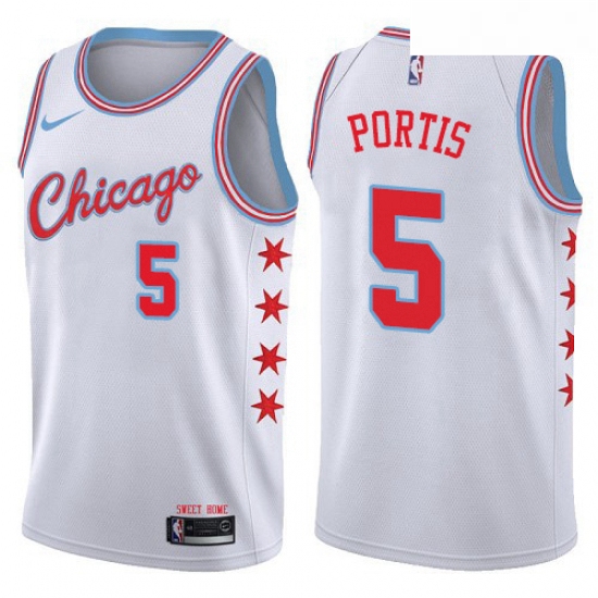 Youth Nike Chicago Bulls 5 Bobby Portis Swingman White NBA Jersey City Edition