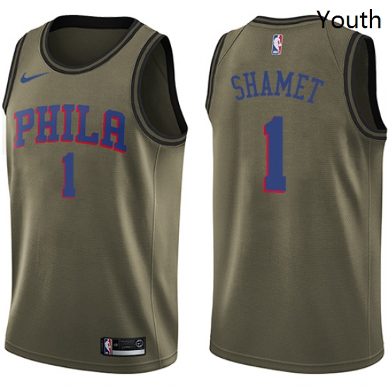 Youth Nike Philadelphia 76ers 1 Landry Shamet Swingman Green Salute to Service NBA Jersey