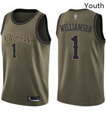 Youth Nike New Orleans Pelicans 1 Zion Williamson Green Salute t