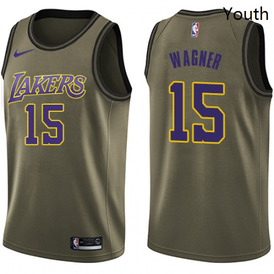 Youth Nike Los Angeles Lakers 15 Moritz Wagner Swingman Green Salute to Service NBA Jersey