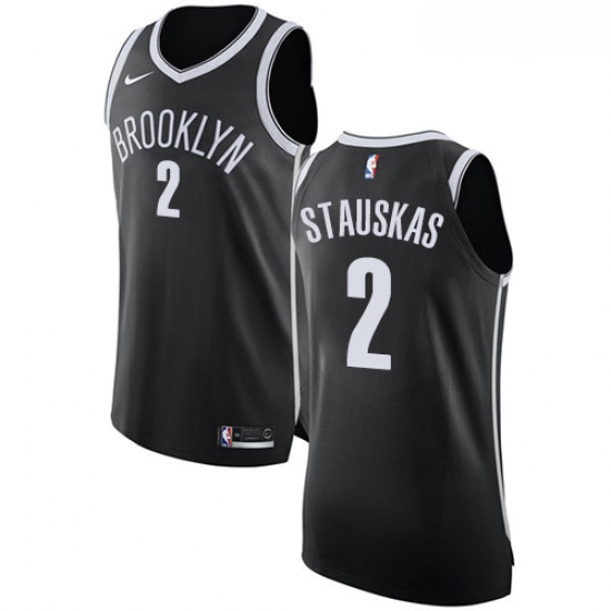 Youth Nike Brooklyn Nets 2 Nik Stauskas Authentic Black Road NBA