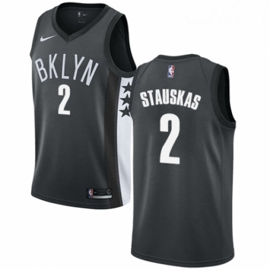 Youth Nike Brooklyn Nets 2 Nik Stauskas Authentic Gray NBA Jerse