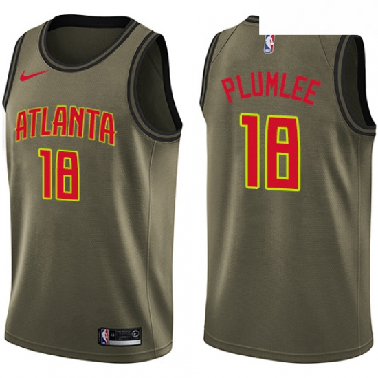 Youth Nike Atlanta Hawks 18 Miles Plumlee Swingman Green Salute to Service NBA Jersey