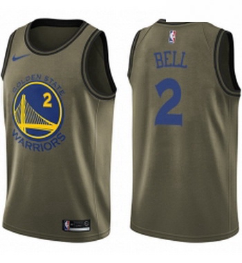 Youth Nike Golden State Warriors 2 Jordan Bell Swingman Green Salute to Service NBA Jersey