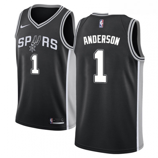 Youth Nike San Antonio Spurs 1 Kyle Anderson Swingman Black Road NBA Jersey Icon Edition