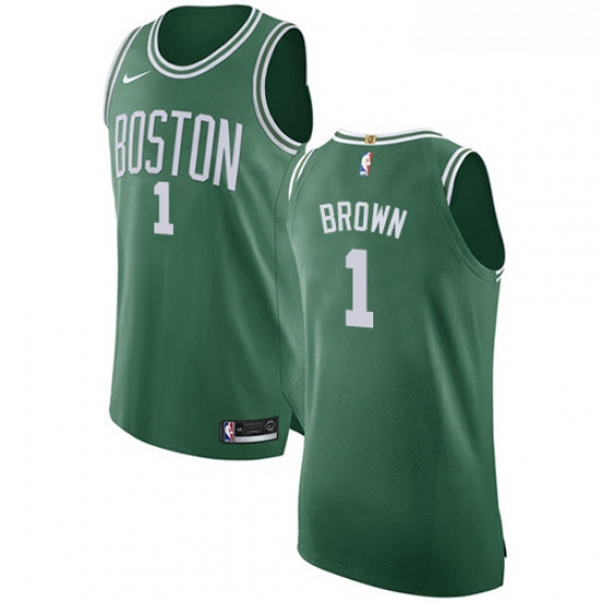 Youth Nike Boston Celtics 1 Walter Brown Authentic GreenWhite No Road NBA Jersey Icon Edition