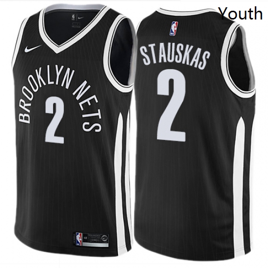 Youth Nike Brooklyn Nets 2 Nik Stauskas Swingman Black NBA Jersey City Edition