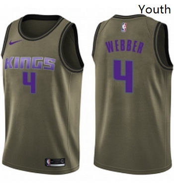 Youth Nike Sacramento Kings 4 Chris Webber Swingman Green Salute to Service NBA Jersey