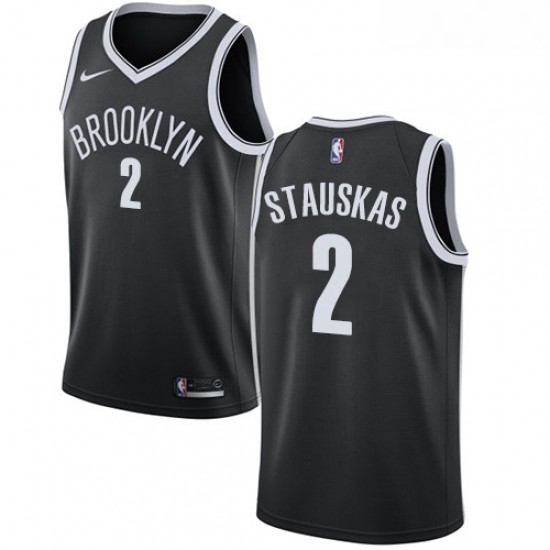 Youth Nike Brooklyn Nets 2 Nik Stauskas Swingman Black Road NBA 