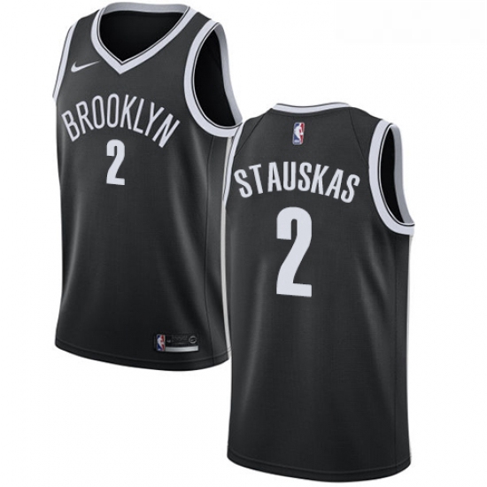 Youth Nike Brooklyn Nets 2 Nik Stauskas Swingman Black Road NBA Jersey Icon Edition