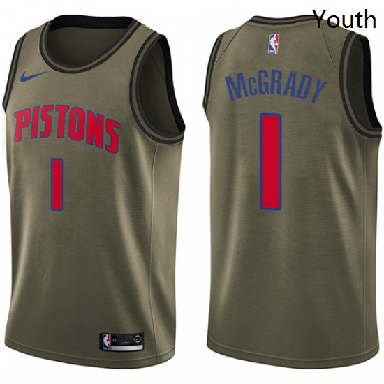 Youth Nike Detroit Pistons 1 Tracy McGrady Swingman Green Salute