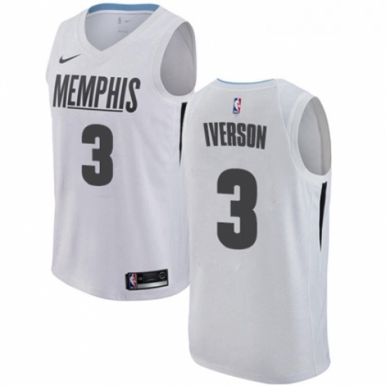 Youth Nike Memphis Grizzlies 3 Allen Iverson Swingman White NBA Jersey City Edition