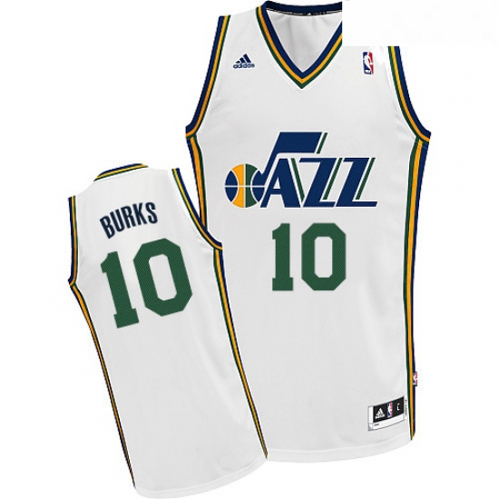 Youth Adidas Utah Jazz 10 Alec Burks Swingman White Home NBA Jer