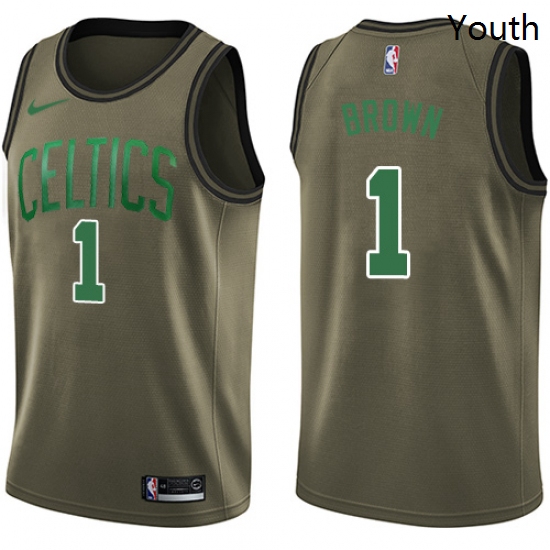 Youth Nike Boston Celtics 1 Walter Brown Swingman Green Salute to Service NBA Jersey