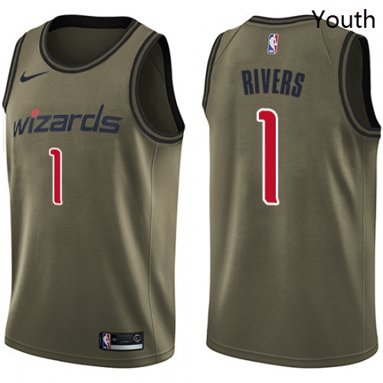 Youth Nike Washington Wizards 1 Austin Rivers Swingman Green Salute to Service NBA Jersey