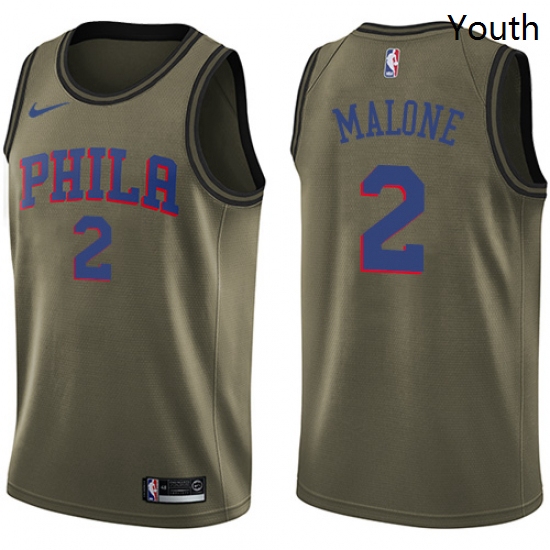 Youth Nike Philadelphia 76ers 2 Moses Malone Swingman Green Salute to Service NBA Jersey