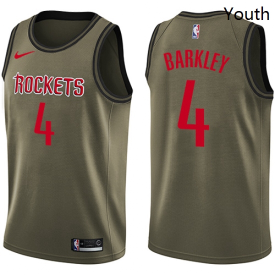 Youth Nike Houston Rockets 4 Charles Barkley Swingman Green Salute to Service NBA Jersey