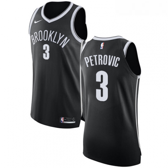 Youth Nike Brooklyn Nets 3 Drazen Petrovic Authentic Black Road 