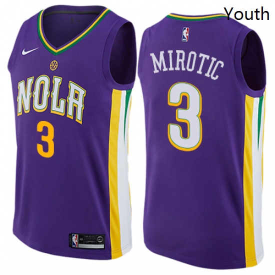 Youth Nike New Orleans Pelicans 3 Nikola Mirotic Swingman Purple NBA Jersey City Edition