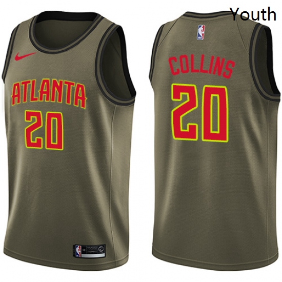 Youth Nike Atlanta Hawks 20 John Collins Swingman Green Salute to Service NBA Jersey