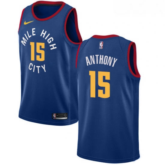 Youth Nike Denver Nuggets 15 Carmelo Anthony Swingman Light Blue Alternate NBA Jersey Statement Edit