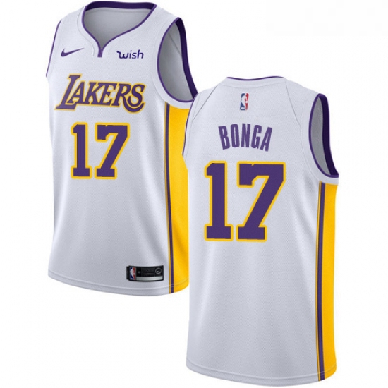 Youth Nike Los Angeles Lakers 17 Isaac Bonga Swingman White NBA Jersey Association Edition