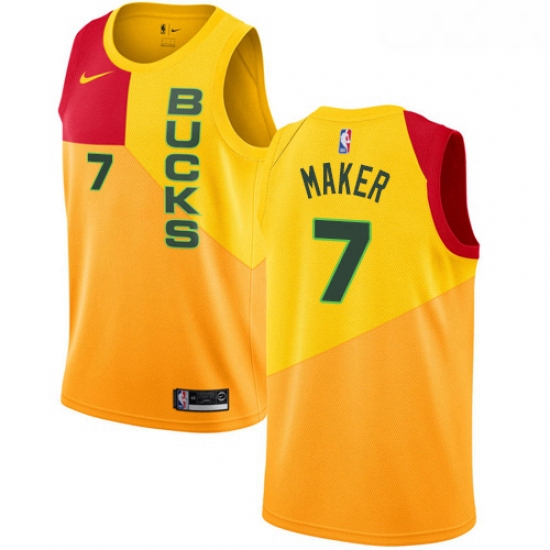 Youth Nike Milwaukee Bucks 7 Thon Maker Swingman Yellow NBA Jersey City Edition