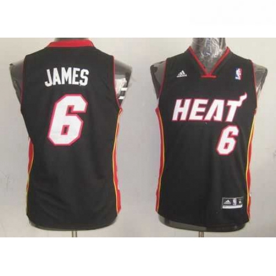 Youth NBA Miami Heat 6 LeBron James Black Stitched Jersey