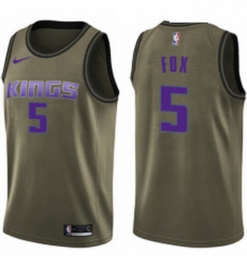 Youth Nike Sacramento Kings 5 DeAaron Fox Swingman Green Salute to Service NBA Jersey