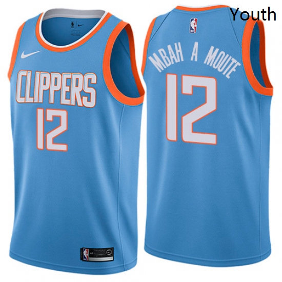 Youth Nike Los Angeles Clippers 12 Luc Mbah a Moute Swingman Blue NBA Jersey City Edition