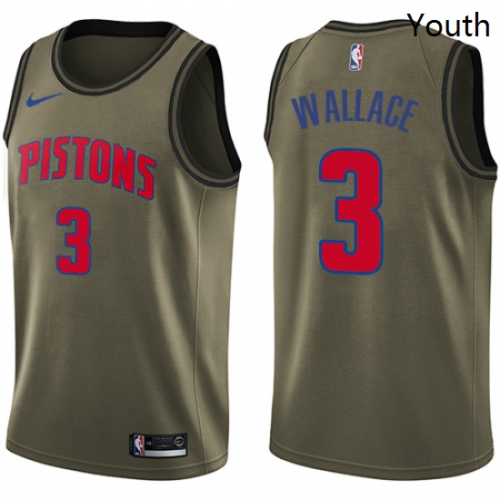 Youth Nike Detroit Pistons 3 Ben Wallace Swingman Green Salute to Service NBA Jersey