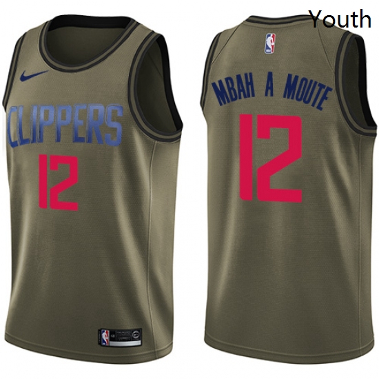 Youth Nike Los Angeles Clippers 12 Luc Mbah a Moute Swingman Green Salute to Service NBA Jersey