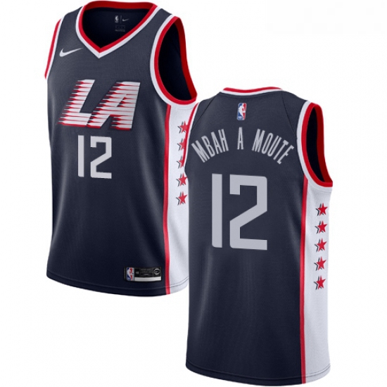 Youth Nike Los Angeles Clippers 12 Luc Mbah a Moute Swingman Navy Blue NBA Jersey City Edition