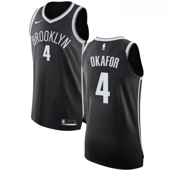 Youth Nike Brooklyn Nets 4 Jahlil Okafor Authentic Black Road NBA Jersey Icon Edition