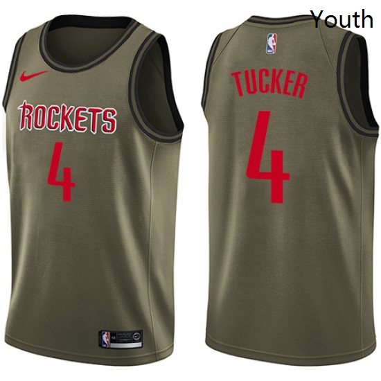 Youth Nike Houston Rockets 4 PJ Tucker Swingman Green Salute to Service NBA Jersey