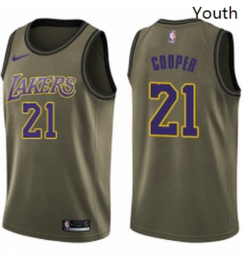 Youth Nike Los Angeles Lakers 21 Michael Cooper Swingman Green Salute to Service NBA Jersey