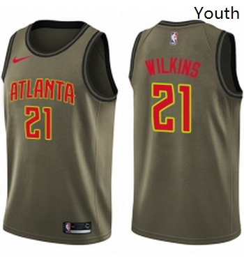 Youth Nike Atlanta Hawks 21 Dominique Wilkins Swingman Green Salute to Service NBA Jersey