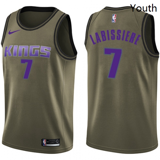 Youth Nike Sacramento Kings 7 Skal Labissiere Swingman Green Salute to Service NBA Jersey