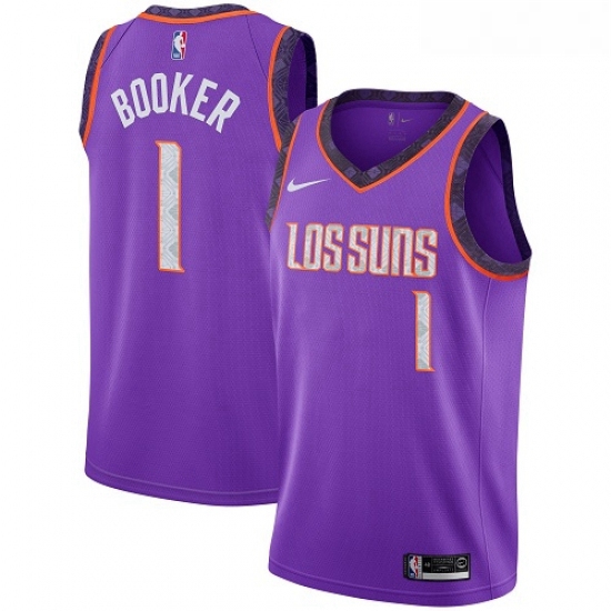 Youth Nike Phoenix Suns 1 Devin Booker Swingman Purple NBA Jersey 2018 19 City Edition