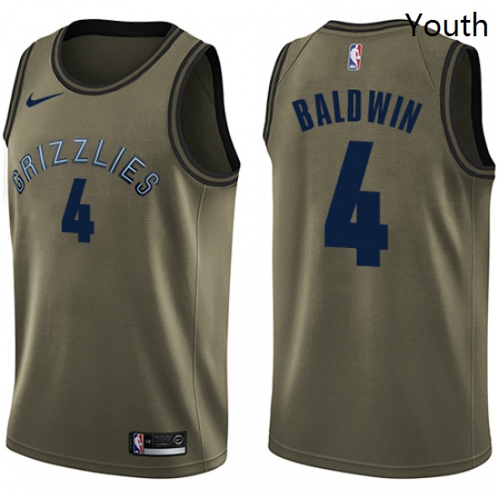 Youth Nike Memphis Grizzlies 4 Wade Baldwin Swingman Green Salute to Service NBA Jersey