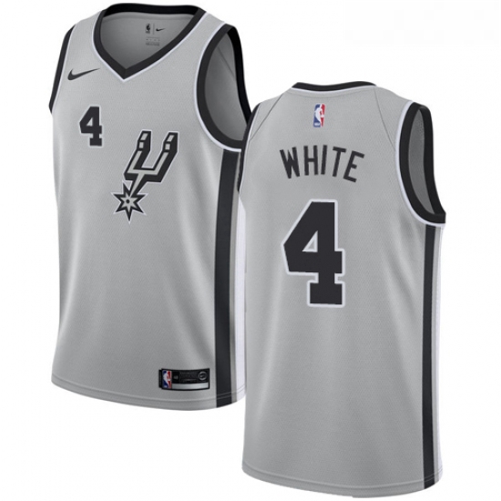 Youth Nike San Antonio Spurs 4 Derrick White Authentic Silver Al