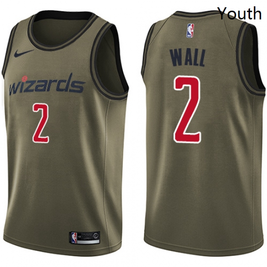 Youth Nike Washington Wizards 2 John Wall Swingman Green Salute to Service NBA Jersey