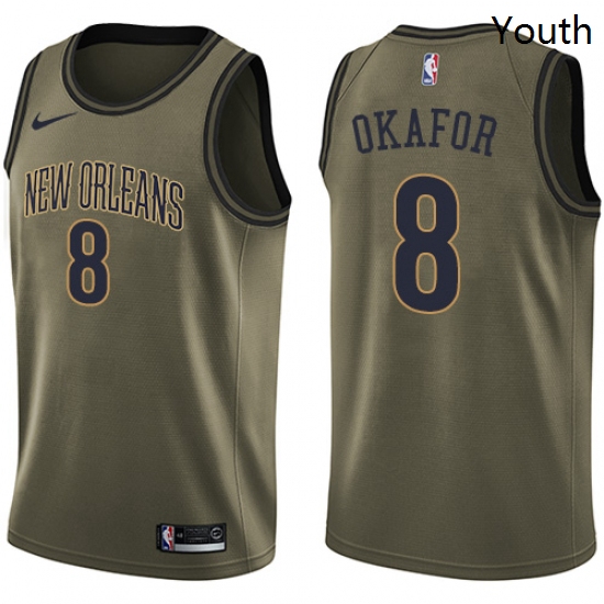 Youth Nike New Orleans Pelicans 8 Jahlil Okafor Swingman Green Salute to Service NBA Jersey