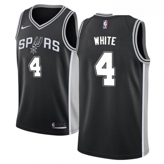 Youth Nike San Antonio Spurs 4 Derrick White Swingman Black Road NBA Jersey Icon Edition