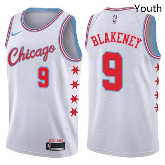 Youth Nike Chicago Bulls 9 Antonio Blakeney Swingman White NBA J