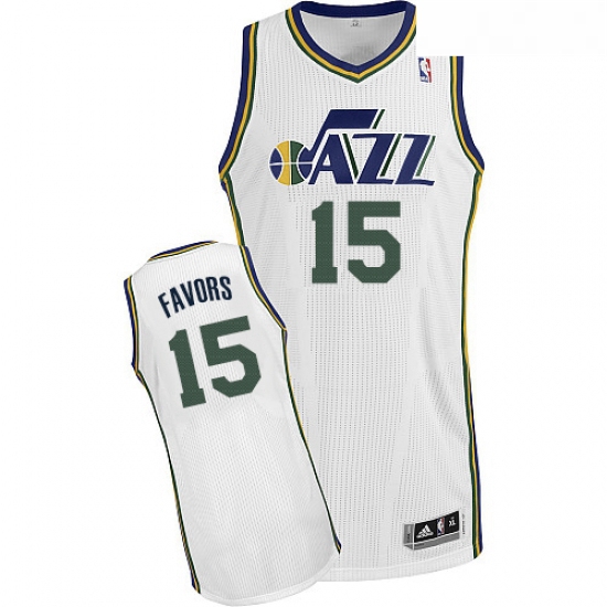 Youth Adidas Utah Jazz 15 Derrick Favors Authentic White Home NBA Jersey