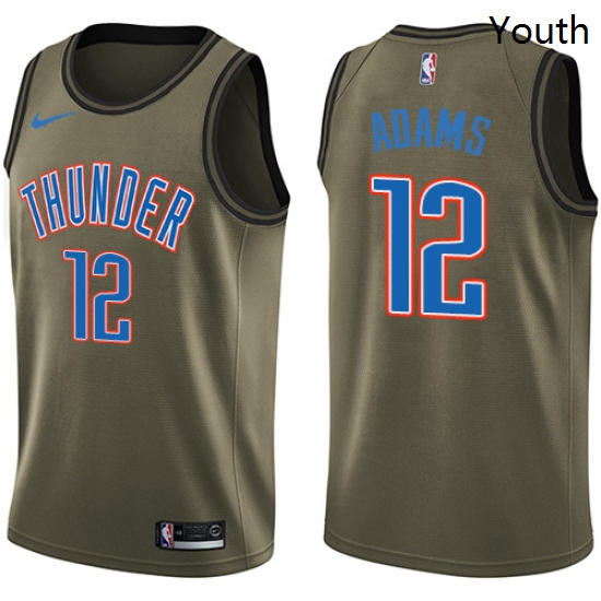 Youth Nike Oklahoma City Thunder 12 Steven Adams Swingman Green Salute to Service NBA Jersey